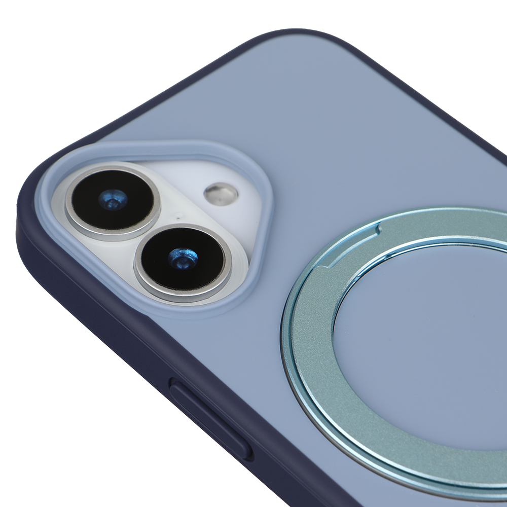 Apple iPhone 16 Magsafe Premium Standlı Fonksiyonel Telefon Kılıfı Mavi