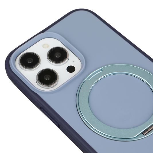 Apple iPhone 15 Pro Max Magsafe Premium Standlı Fonksiyonel Telefon Kılıfı Mavi