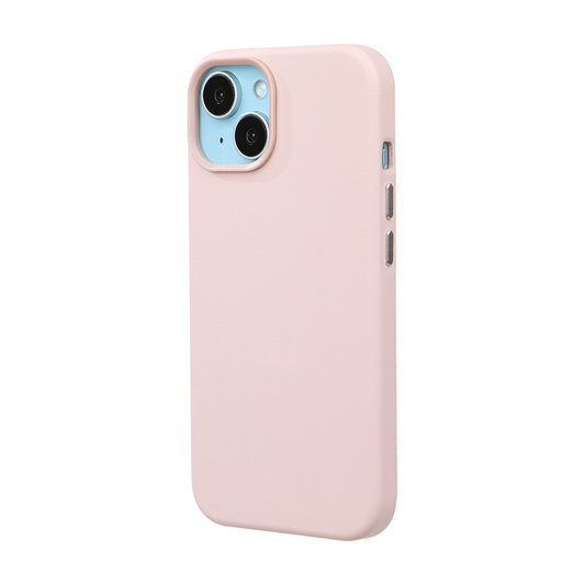 iPhone 15 Gizli Magsafeli Vegan Deri Telefon Kılıfı - Pembe