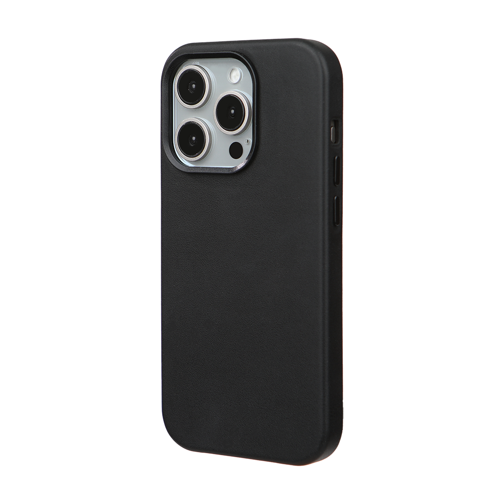 iPhone 14 Pro Gizli Magsafeli Vegan Deri Telefon Kılıfı - Siyah