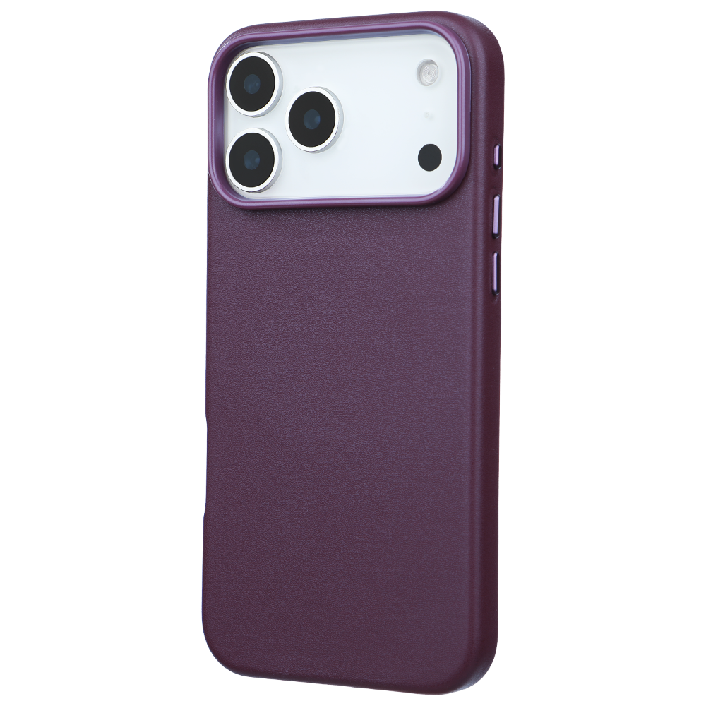 iPhone 18 Pro Max Gizli Magsafeli Vegan Deri Telefon Kılıfı - Vişne