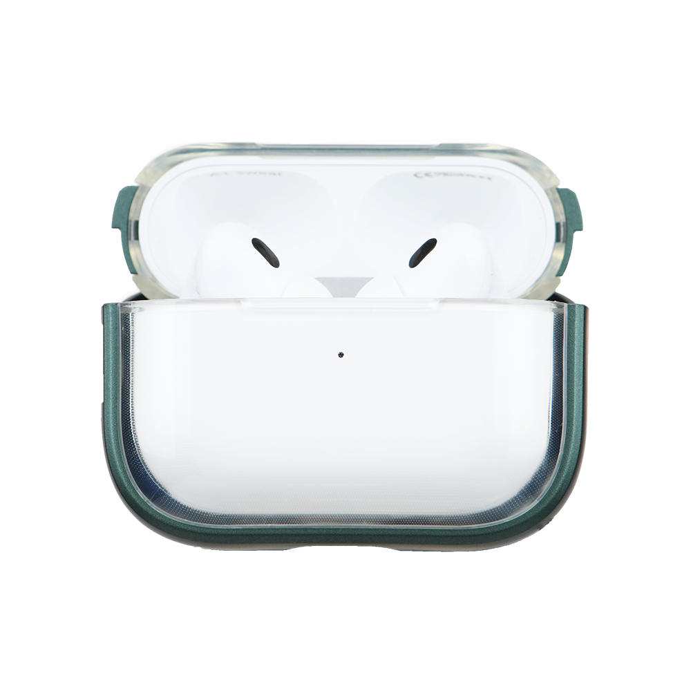 Apple Airpods Uyumlu Stand Özellikli Şeffaf Kulaklık Kılıfı Gece Yeşili