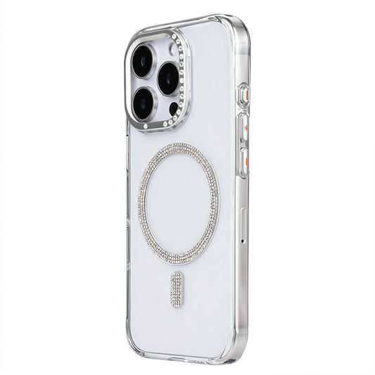iPhone 15 Pro Max Shiny Transparent Magsafe Telefon Kılıfı Beyaz