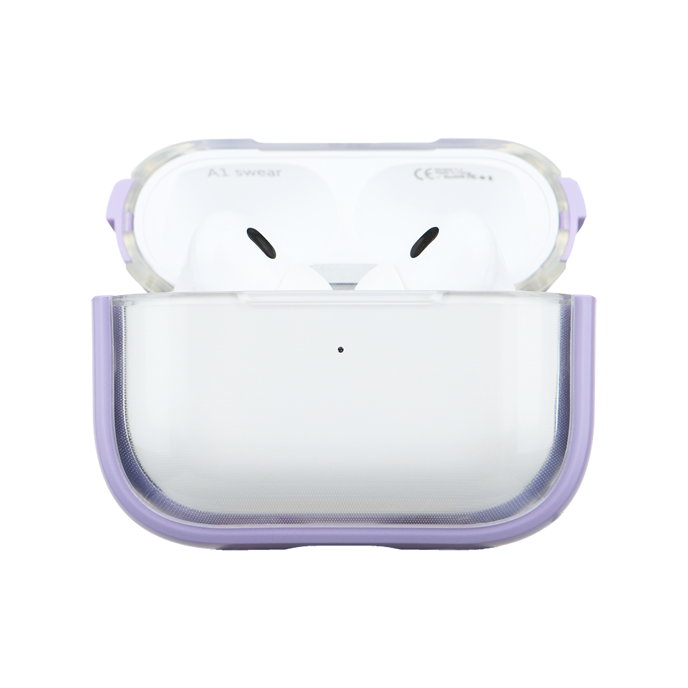 Apple Airpods Uyumlu Stand Özellikli Şeffaf Kulaklık Kılıfı Lila