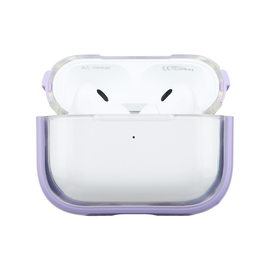 Apple Airpods Uyumlu Stand Özellikli Şeffaf Kulaklık Kılıfı Lila