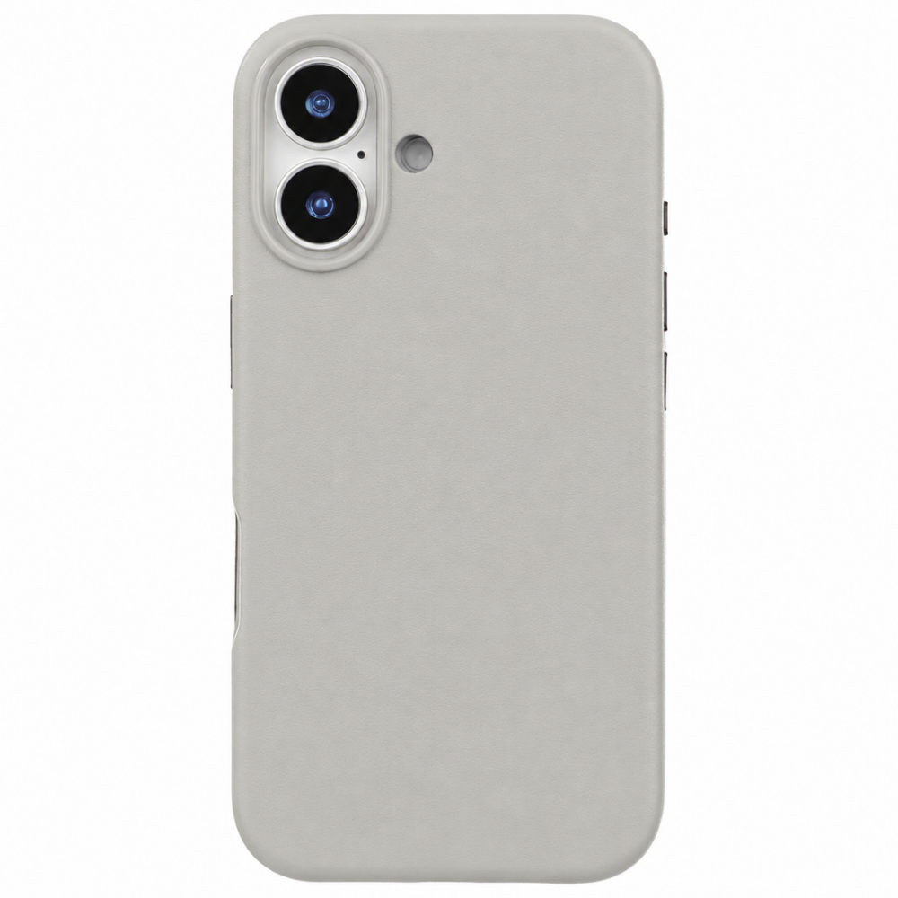 iPhone 16 Gizli Magsafeli Vegan Deri Telefon Kılıfı - Gri