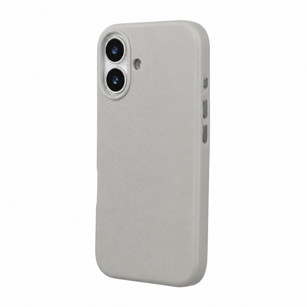 iPhone 16 Plus Gizli Magsafeli Vegan Deri Telefon Kılıfı - Gri
