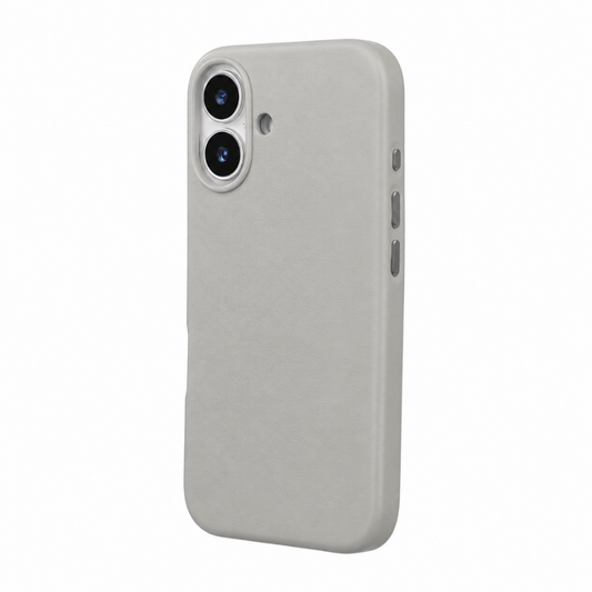 iPhone 16 Plus Gizli Magsafeli Vegan Deri Telefon Kılıfı - Gri