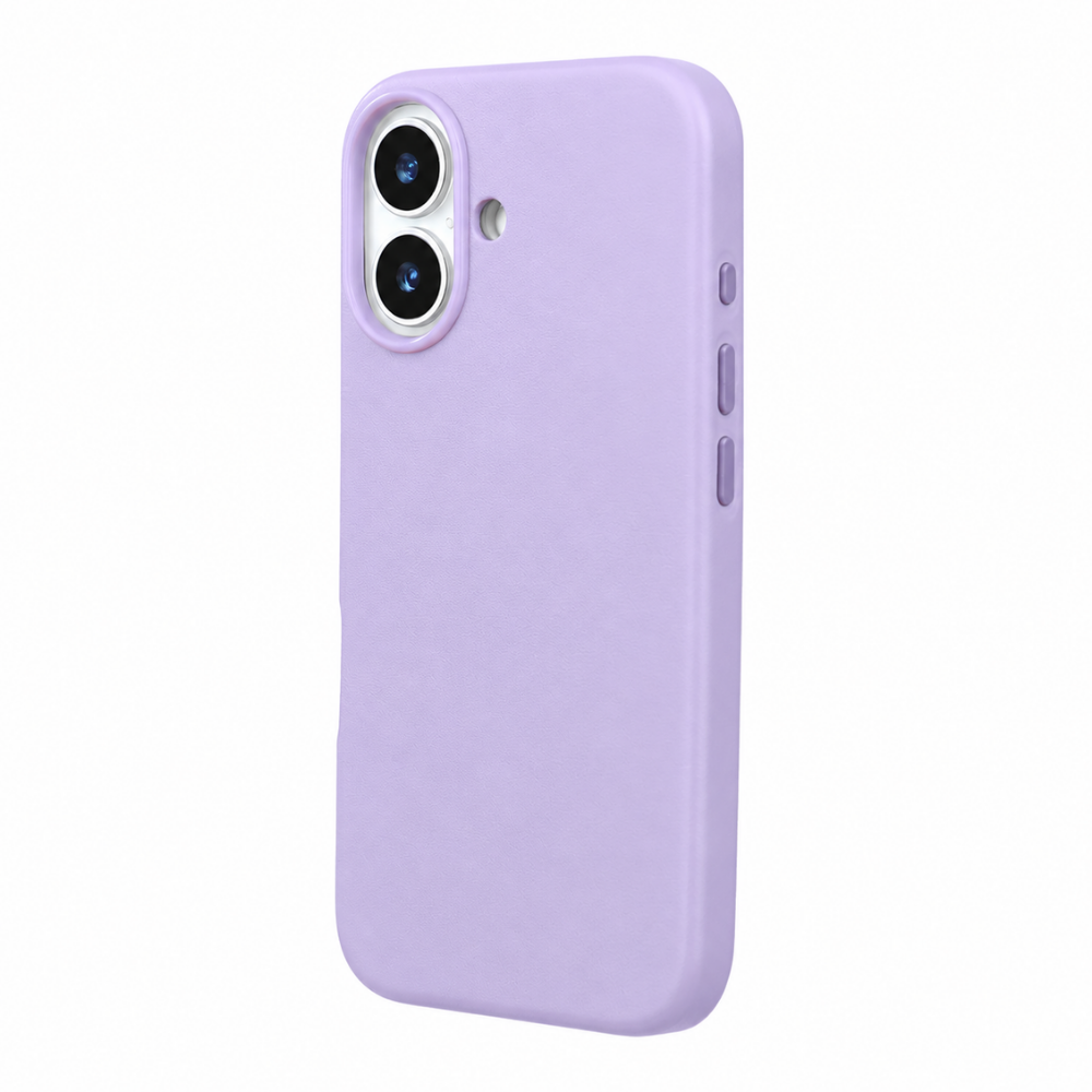 iPhone 16 Gizli Magsafeli Vegan Deri Telefon Kılıfı - Lila
