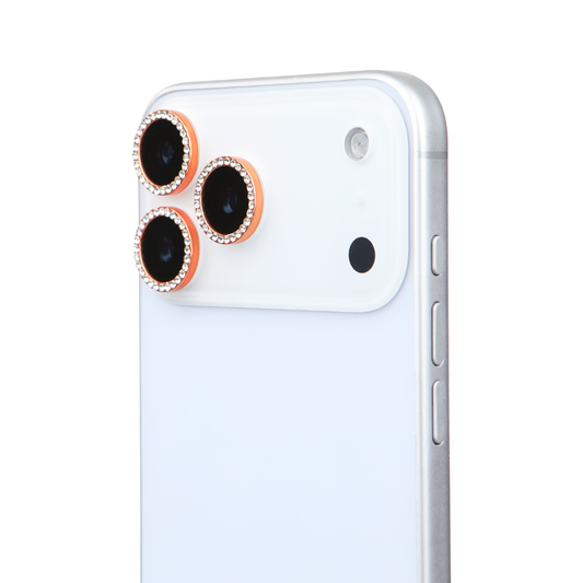 iPhone 17 Pro Max Kamera Koruyucu Diamond Taşlı Orange