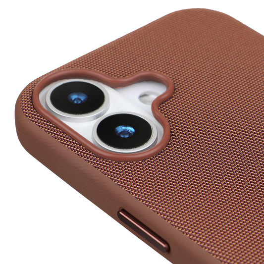 iPhone 16 Gizli Magsafeli Mikro Kabartma Premium Telefon Kılıfı - Kahve