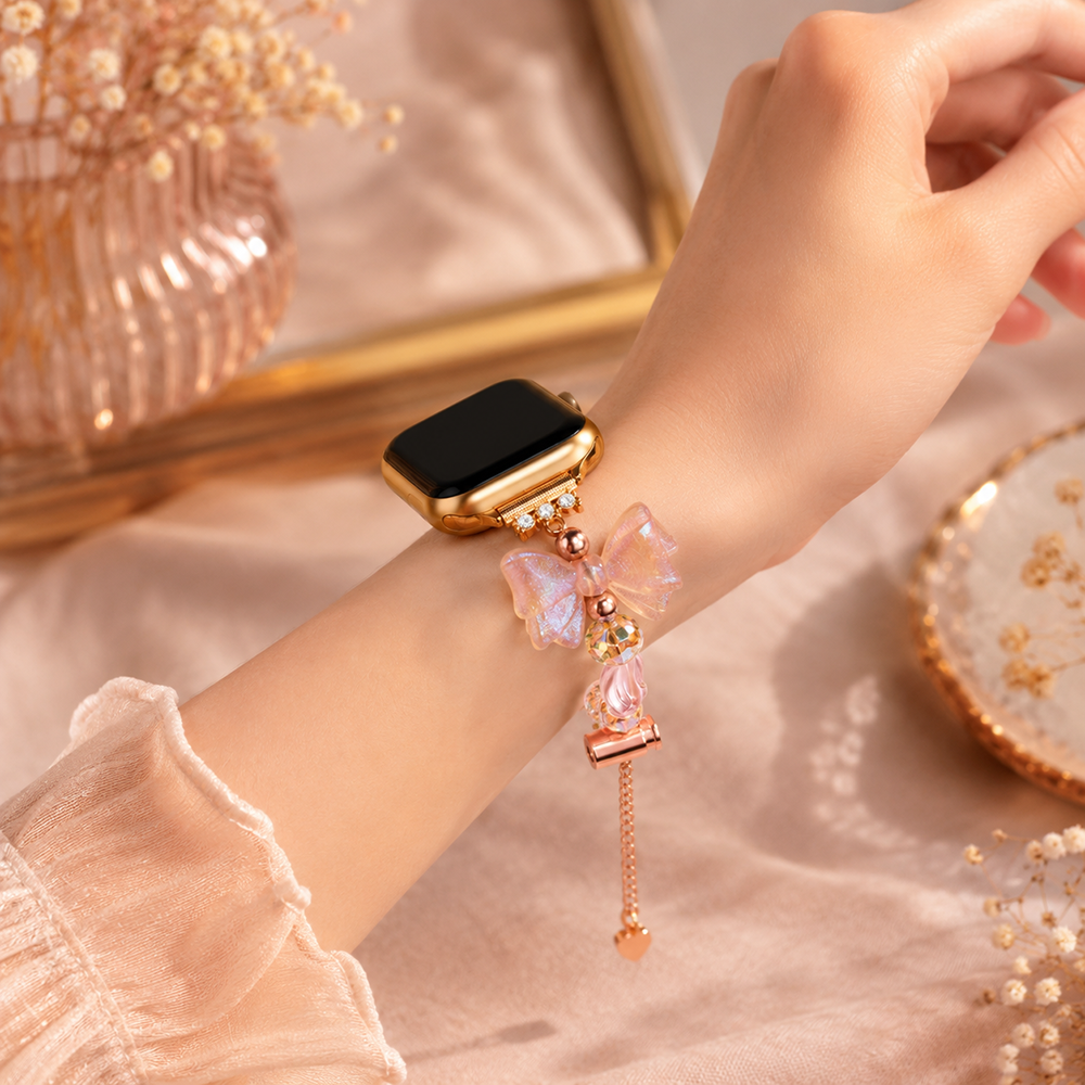 Apple Watch Saat Kurdele Taşlı Tasarımlı Şık Kordon
