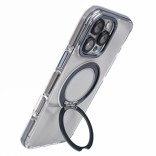 iPhone 14 Pro Metal Standlı Telefon Kılıfı Gri