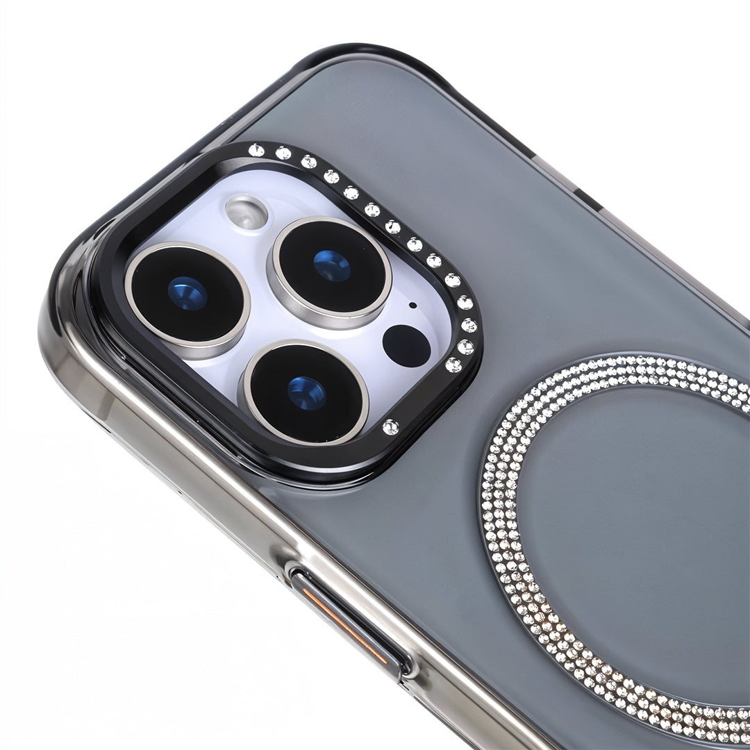 iPhone 16 Pro Max Shiny Transparent Magsafe Telefon Kılıfı Siyah
