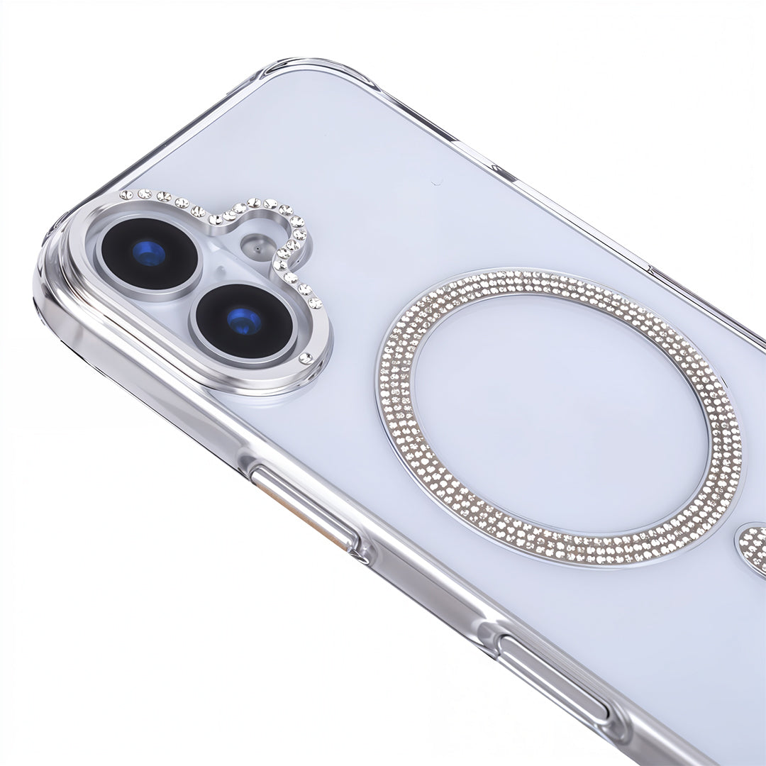 iPhone 16 Plus Shiny Transparent Magsafe Telefon Kılıfı Beyaz