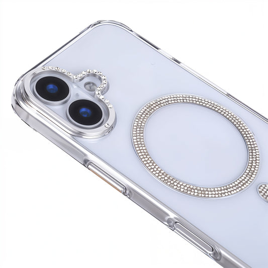 iPhone 16 Plus Shiny Transparent Magsafe Telefon Kılıfı Beyaz