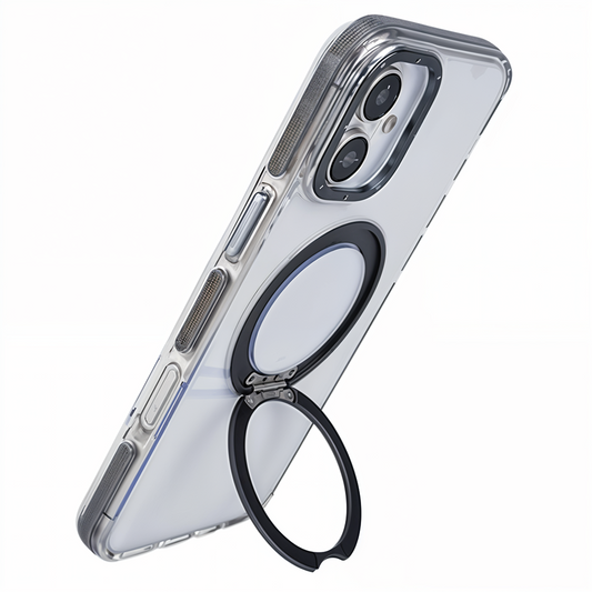 iPhone 16 Plus Metal Standlı Telefon Kılıfı Gri