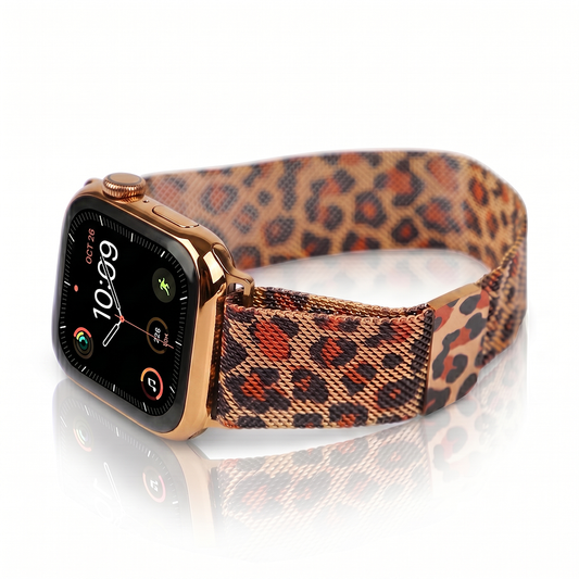 Apple Watch Kadın Kordonu Stainless Steel Leopar
