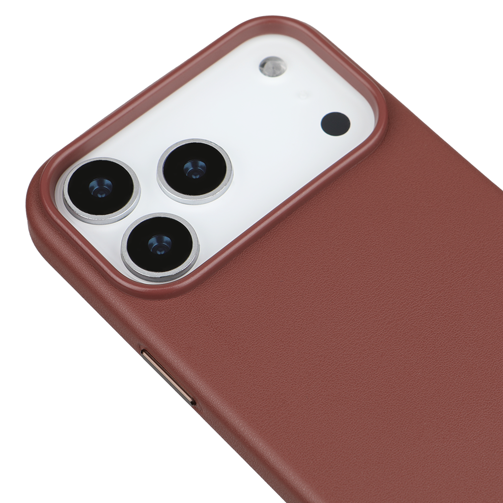 iPhone 18 Pro Max Gizli Magsafeli Vegan Deri Telefon Kılıfı - Kahve