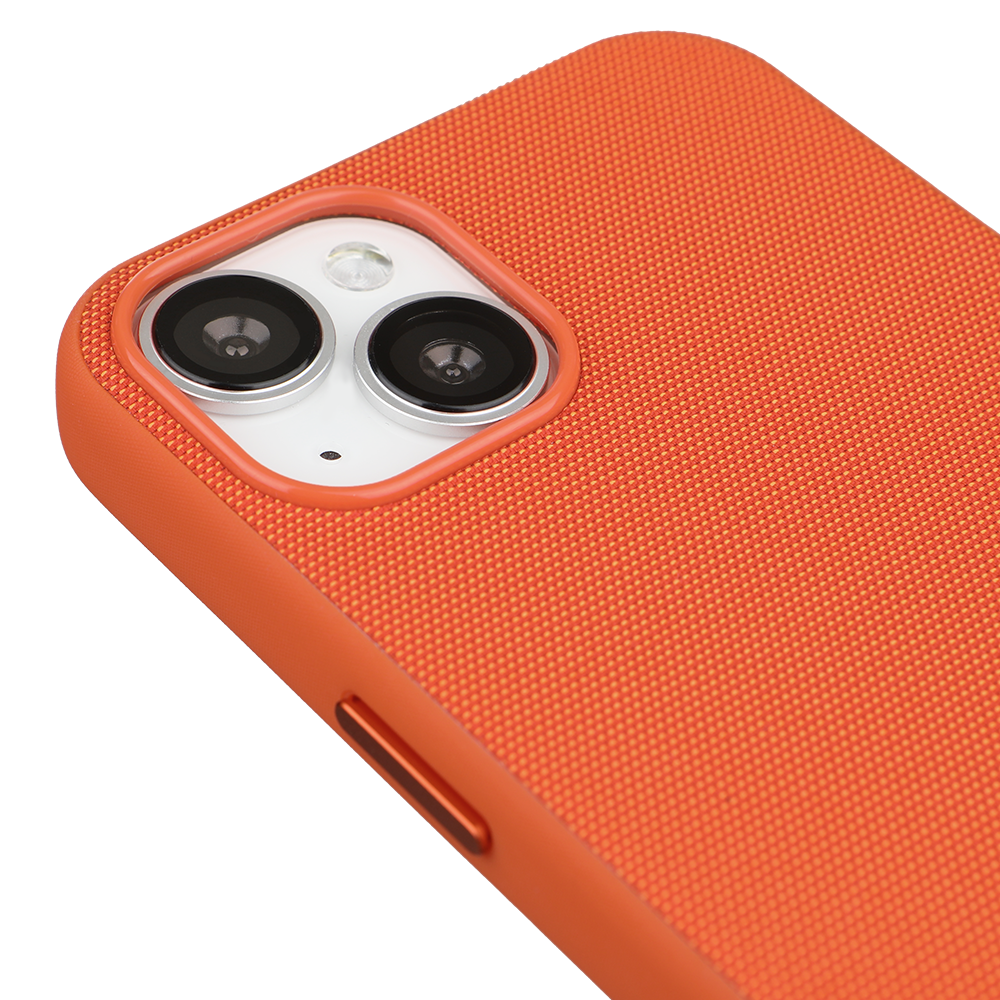 iPhone 14 Gizli Magsafeli Mikro Kabartma Premium Telefon Kılıfı - Turuncu