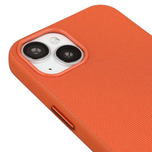 iPhone 14 Gizli Magsafeli Mikro Kabartma Premium Telefon Kılıfı - Turuncu