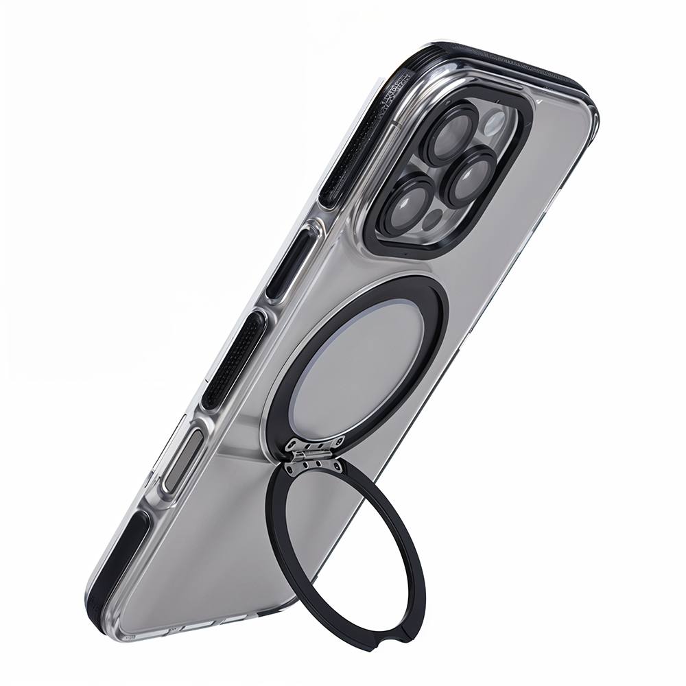 iPhone 14 Pro Max Metal Standlı Telefon Kılıfı Siyah