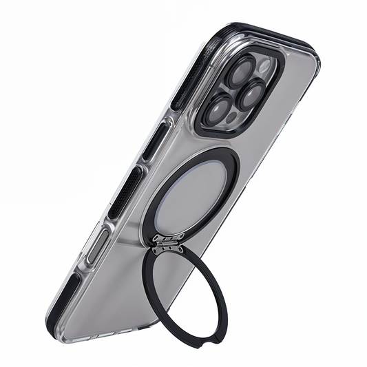 iPhone 14 Pro Metal Standlı Telefon Kılıfı Siyah