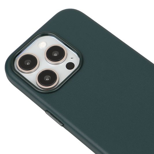 iPhone 15 Pro Max Gizli Magsafeli Vegan Deri Telefon Kılıfı - Zümrüt