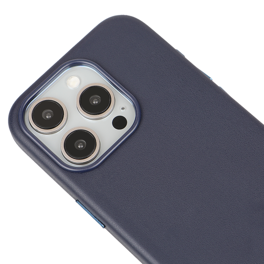 iPhone 16 Pro Gizli Magsafeli Vegan Deri Telefon Kılıfı - Lacivert