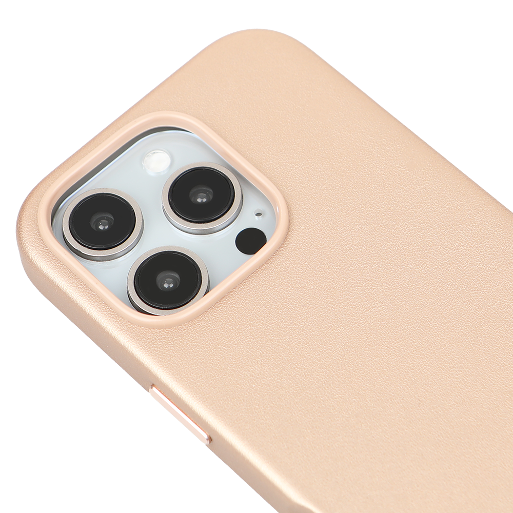 iPhone 16 Pro Gizli Magsafeli Vegan Deri Telefon Kılıfı - Altın