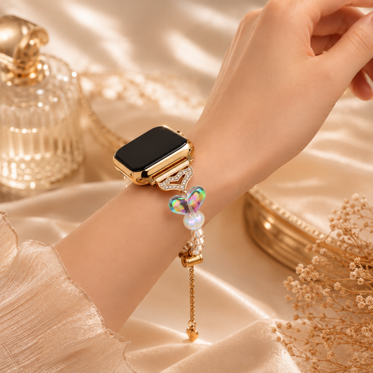 Apple Watch Saat Şeffaf Kalpli Tasarımlı Şık Kordon