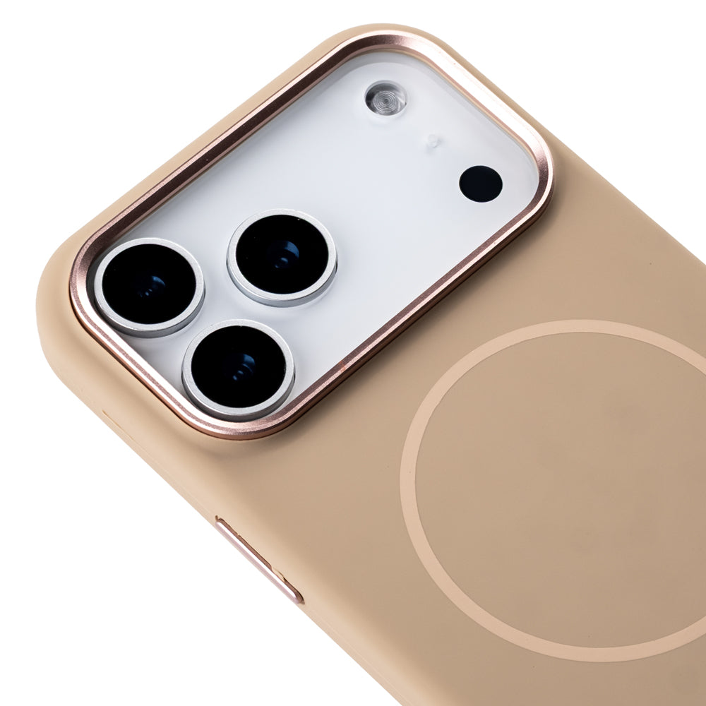 Apple iPhone 17 Pro Max Style Magsafe Telefon Kılıfı Krem