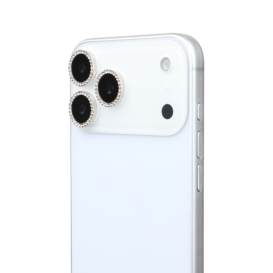 iPhone 17 Pro Max Kamera Koruyucu Diamond Taşlı Silver