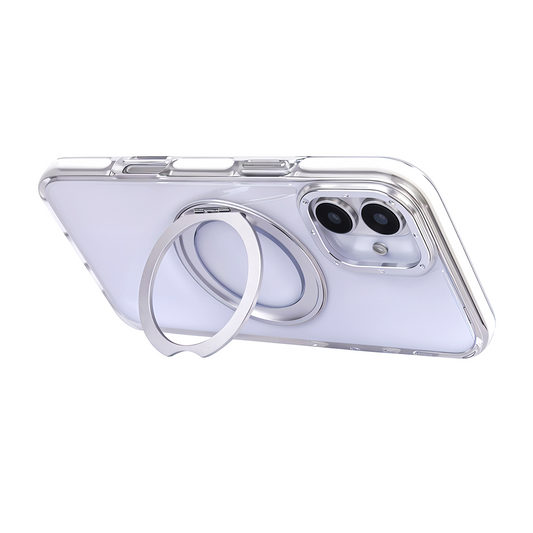 iPhone 16 Plus Metal Standlı Telefon Kılıfı Beyaz