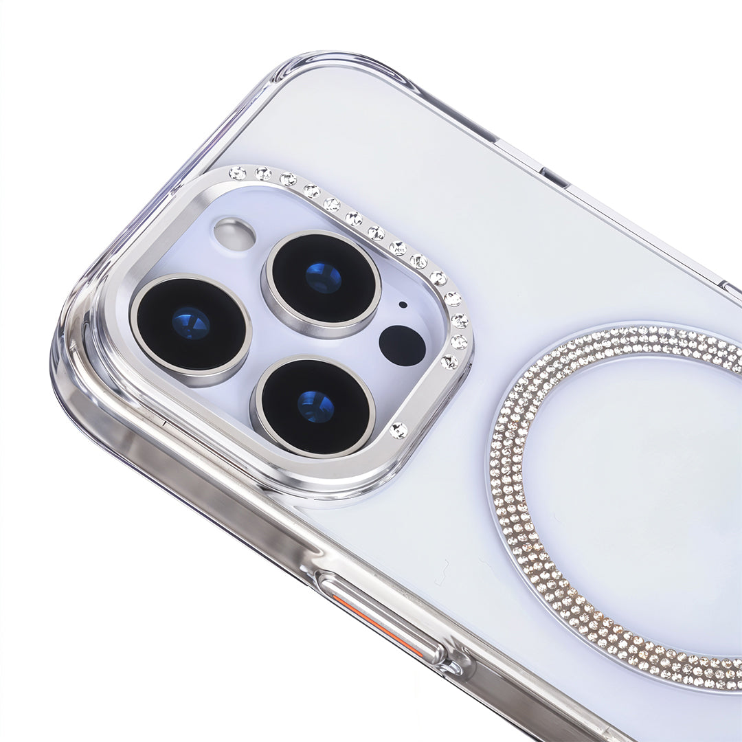 iPhone 16 Pro Max Shiny Transparent Magsafe Telefon Kılıfı Beyaz