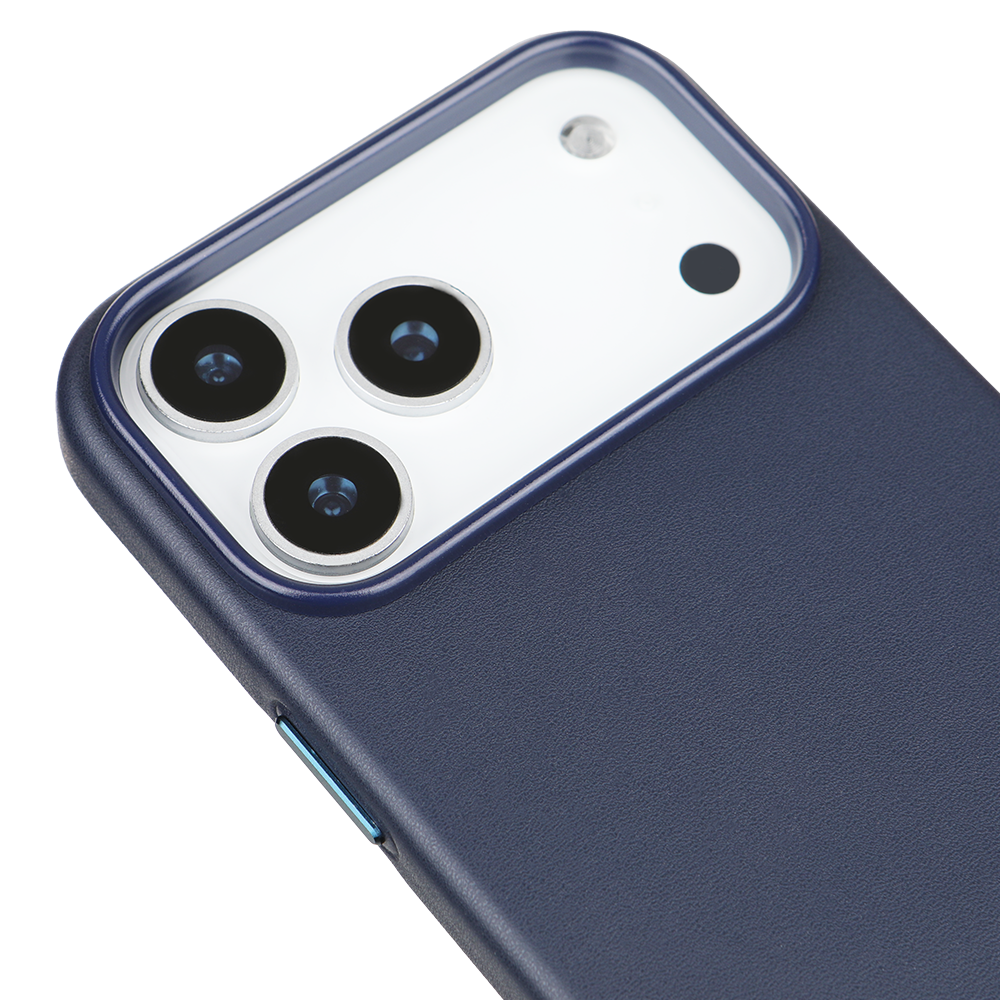 iPhone 18 Pro Max Gizli Magsafeli Vegan Deri Telefon Kılıfı - Lacivert