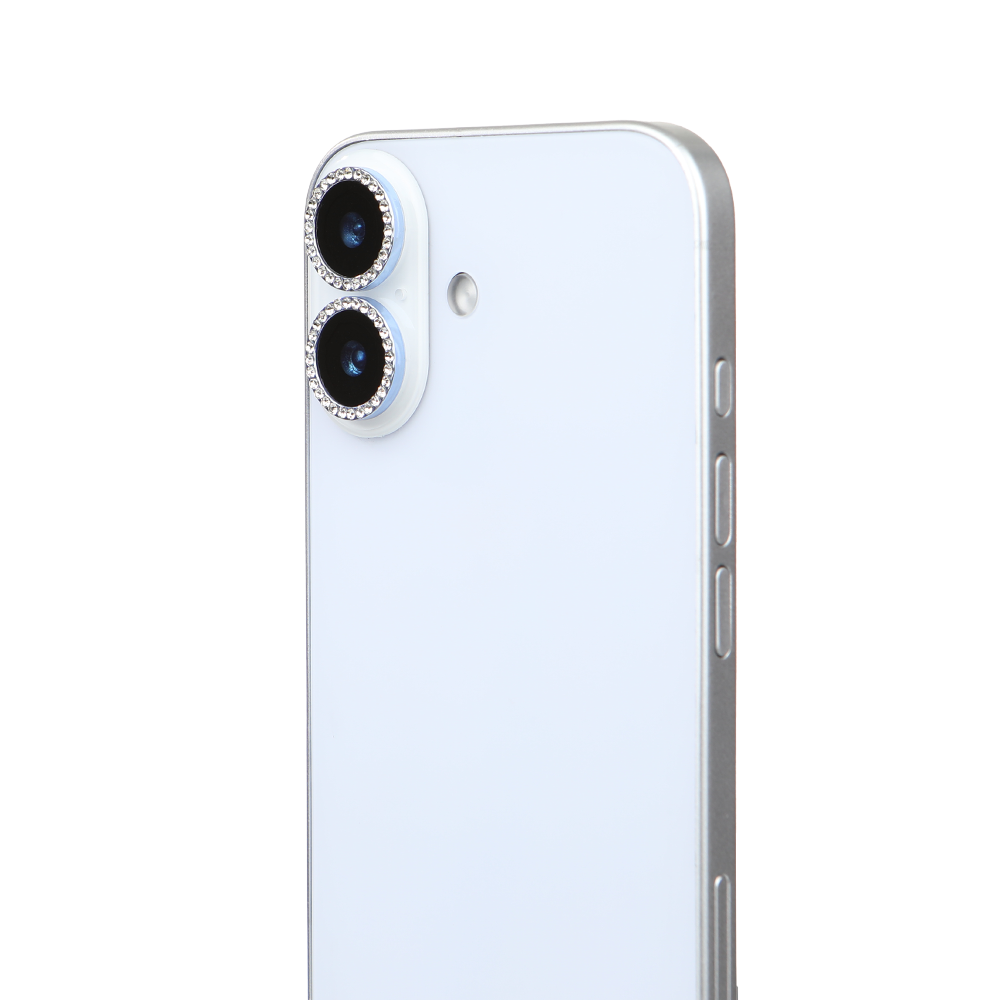 iPhone 17 Kamera Koruyucu Diamond Taşlı Blue