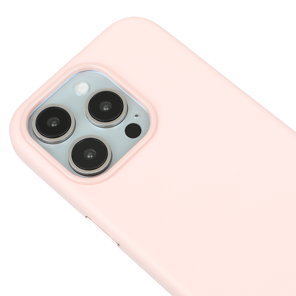 iPhone 15 Pro Max Gizli Magsafeli Vegan Deri Telefon Kılıfı - Pembe