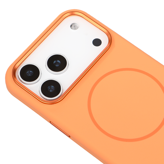 Apple iPhone 17 Pro Style Magsafe Telefon Kılıfı Turuncu