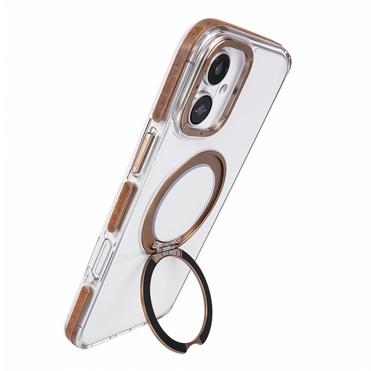 iPhone 16 Plus Metal Standlı Telefon Kılıfı Kahve
