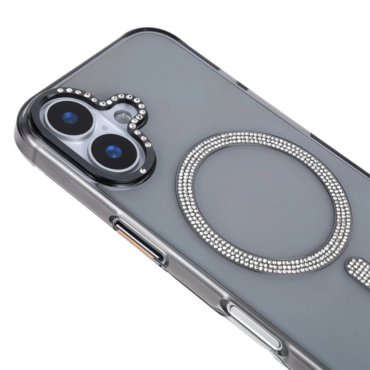 iPhone 16 Plus Shiny Transparent Magsafe Telefon Kılıfı Siyah