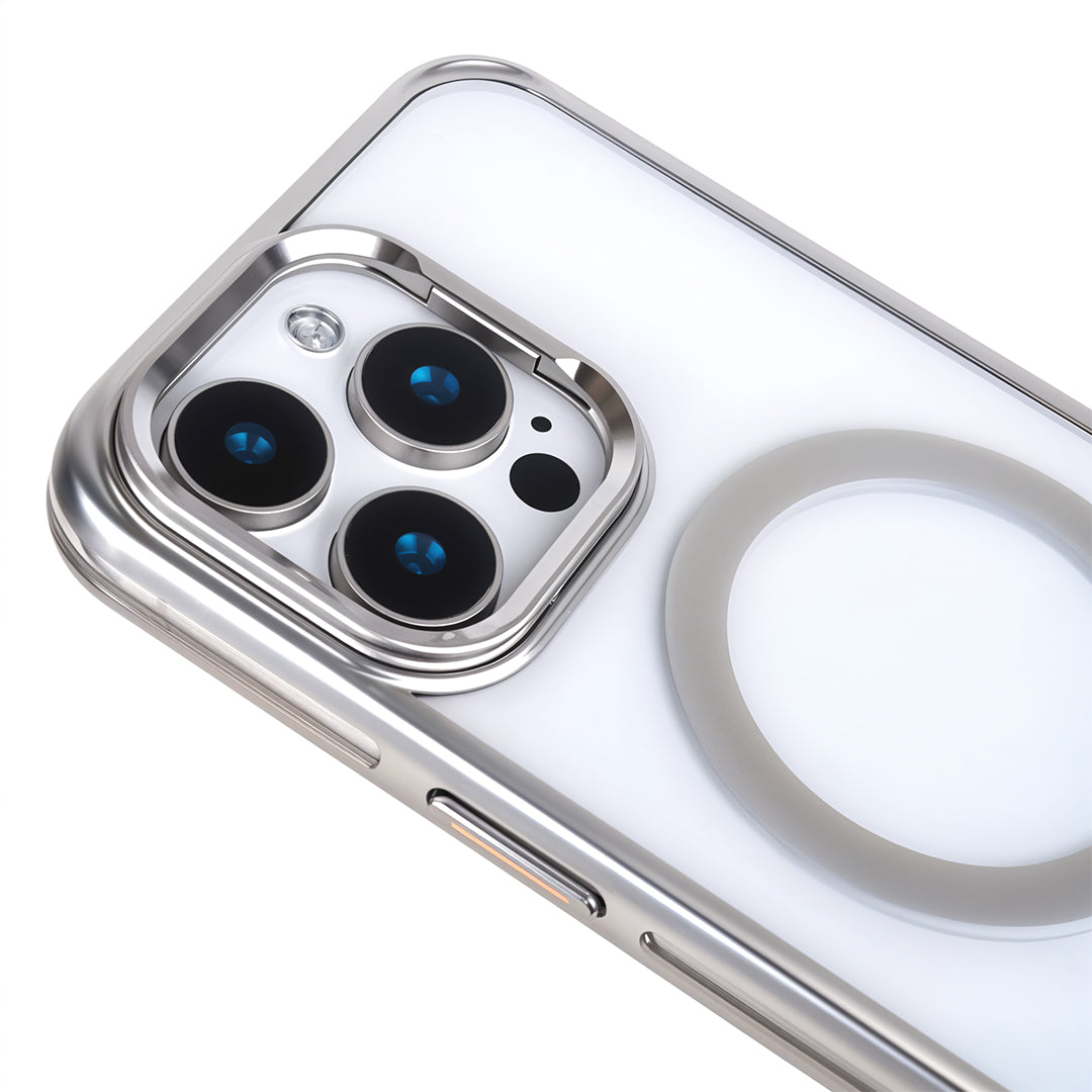 iPhone 16 Pro Kamera Standlı Magsafe Telefon Kılıfı Gri