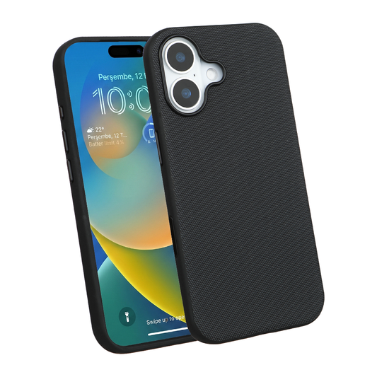 iPhone 16 Gizli Magsafeli Mikro Kabartma Premium Telefon Kılıfı - Siyah