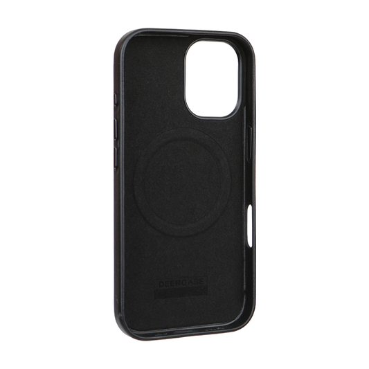 iPhone 17 Gizli Magsafeli Vegan Deri Telefon Kılıfı - Siyah