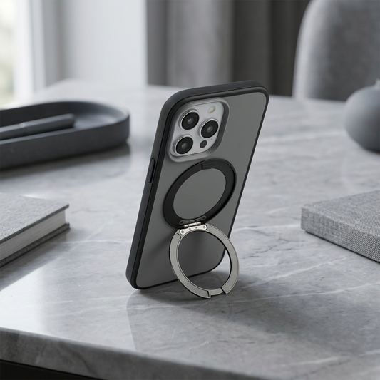 Apple iPhone 15 Pro Max Magsafe Premium Standlı Fonksiyonel Telefon Kılıfı Füme