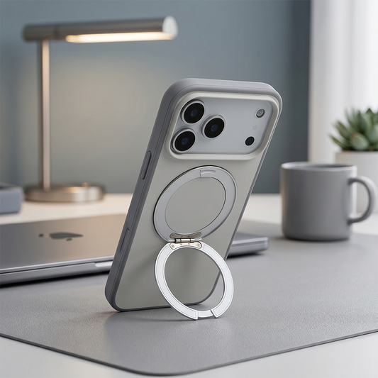 Apple iPhone 17 Pro Magsafe Premium Standlı Fonksiyonel Telefon Kılıfı Beyaz