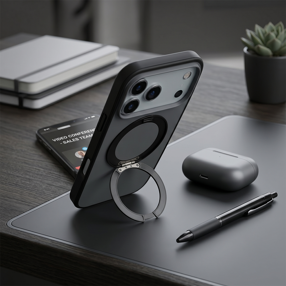 Apple iPhone 17 Pro Max Magsafe Premium Standlı Fonksiyonel Telefon Kılıfı Füme