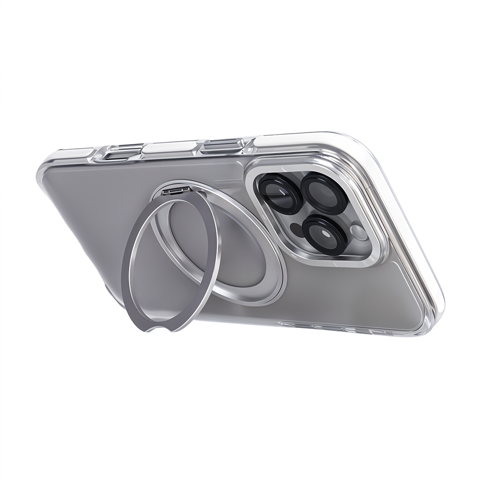 iPhone 16 Pro Metal Standlı Telefon Kılıfı Beyaz