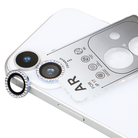 iPhone 17 Kamera Koruyucu Diamond Taşlı Blue