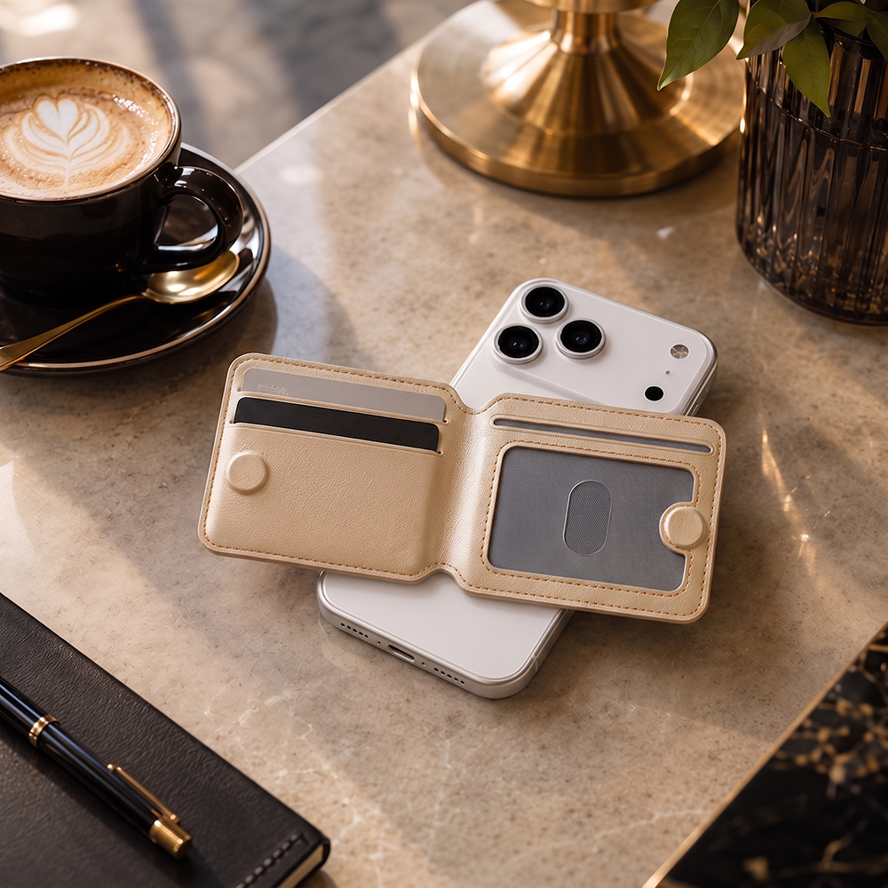 MagSafe Uyumlu Katlanabilir Cüzdan ve Kartlık Gold